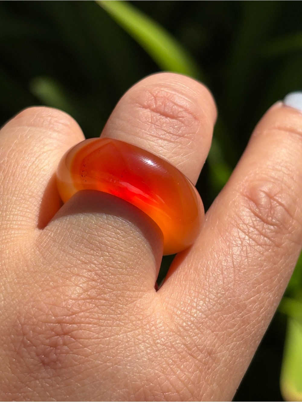 SIZE 7.5 Natural Red Banded Agate Dome Ring 2619 - Picture 4 of 7
